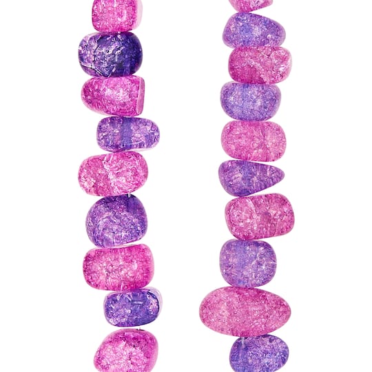 12 Pack: Amethyst Crackle Quartz Nugget Beads, 15mm by Bead Landing™